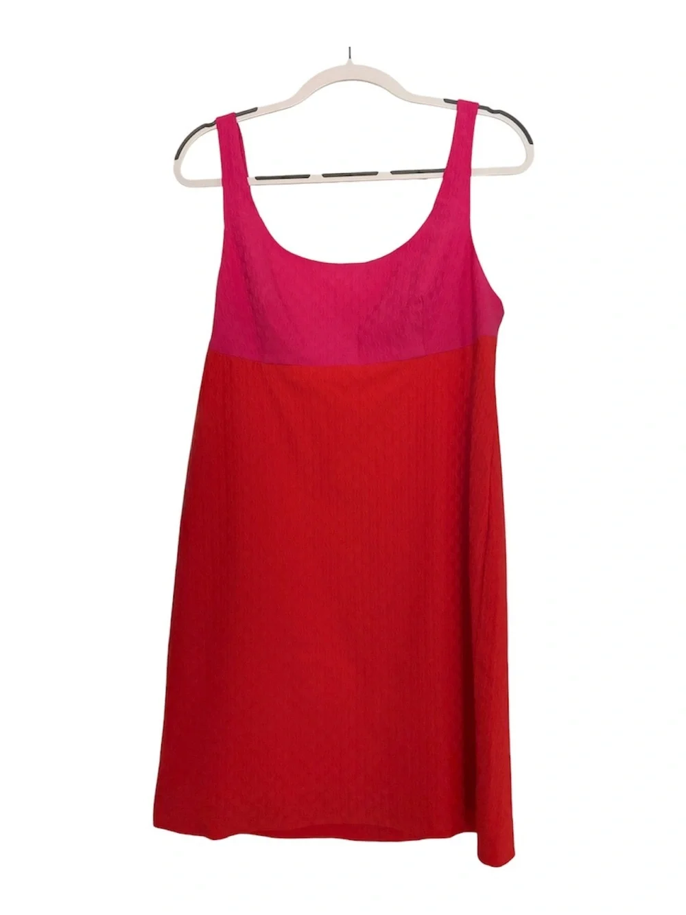 NWT J.Crew Sheath Dress in Colorblock Stretch Matelassé. Bright Fuchsia and Red